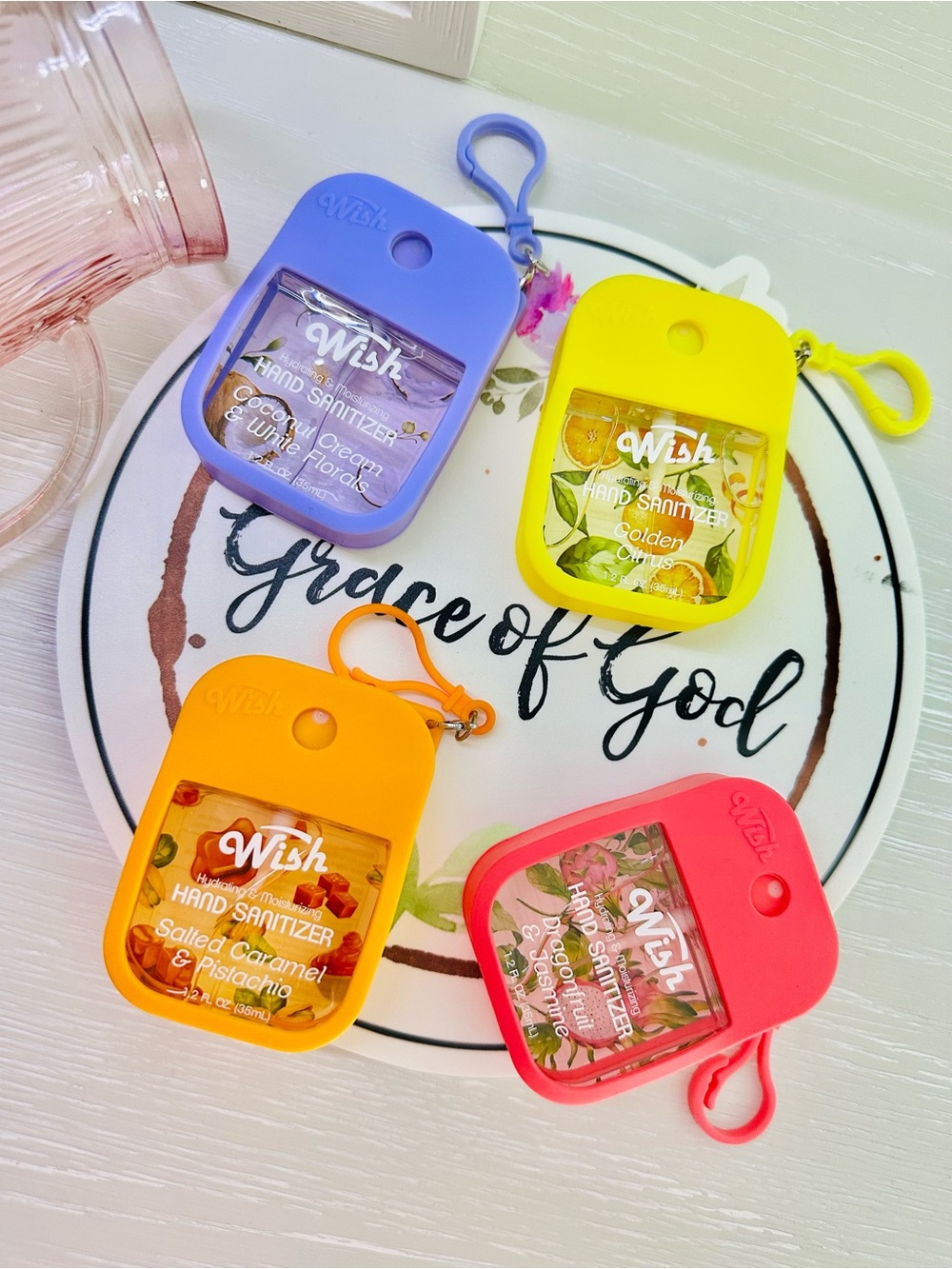 4-Pack Wish Silicone Hand Sanitizer Keychain Set 1.2 oz